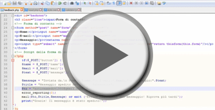 Screenshot della VideoLezione Form di Contatto (Sicurezza e miglioramento)